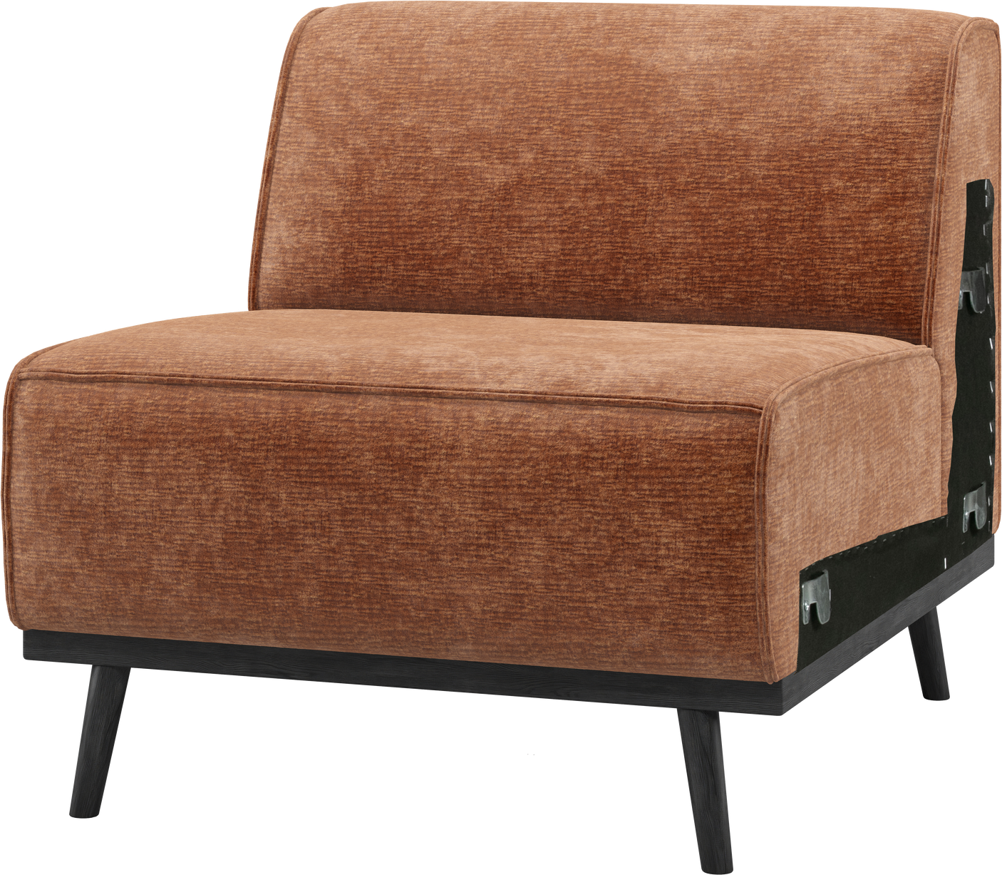 Udendørs  -personers Modulsofa Woood Statement  Orange Chenille Velour  H77   B79   D93