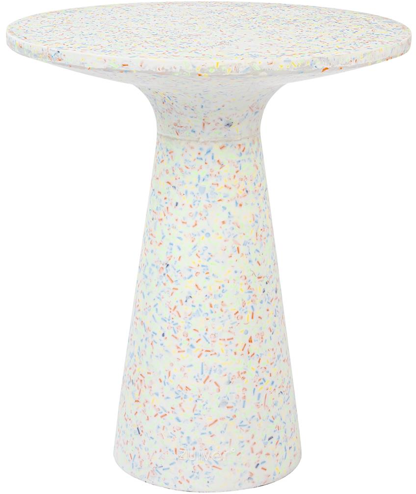 Sidebord Zuiver Victoria Rundt Stuebord   Offwhite Terrazzo ø40   H45