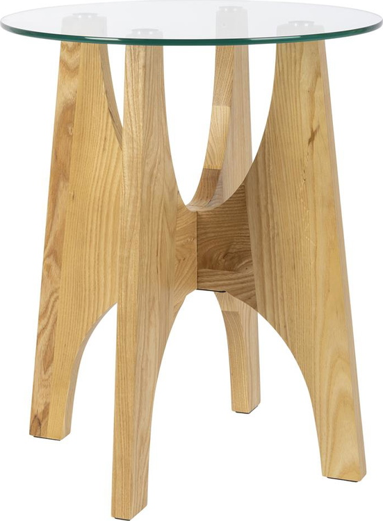 Sidebord Småbord Zuiver Kobe ø45   H55   Mørk Sand Glasbordplade   Asketræsbase