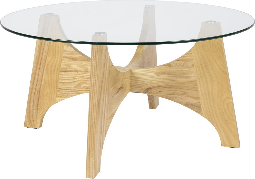 Rundt Sofabord Zuiver Kobe ø80ã H40   Glas Asketræ Natur