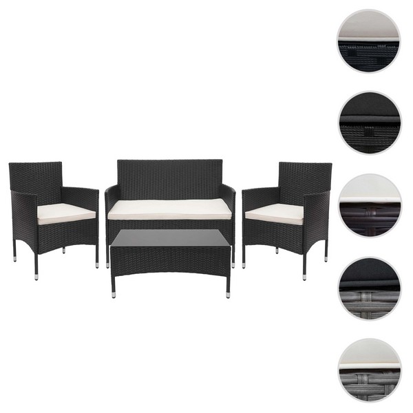 Polyrattan Havemøbelsæt Sort Polyrattan Lounge Havemøbler Sort  - -